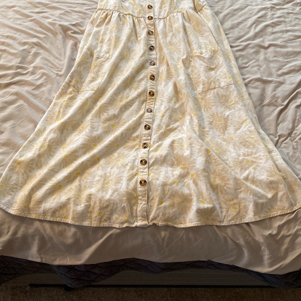 Torrid Button-Down Floral Midi Dress in Cream and Yellow